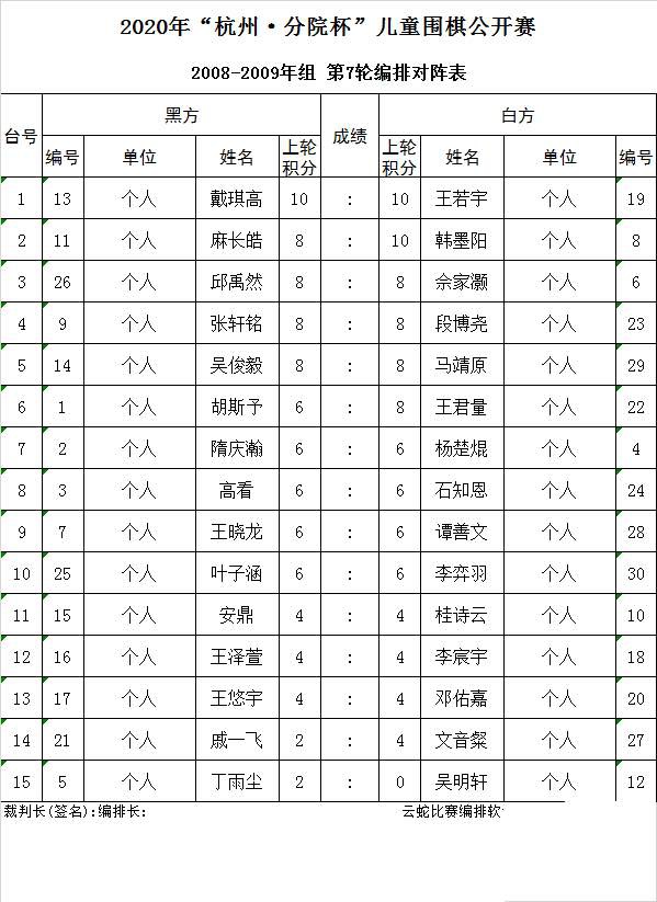 08-09组第四轮对阵表